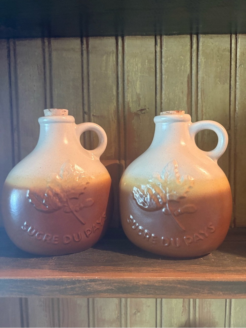 Vintage Céramique de Beauce Maple Leaf Jugs - Set of 2 (Beauceware 3805 A)
